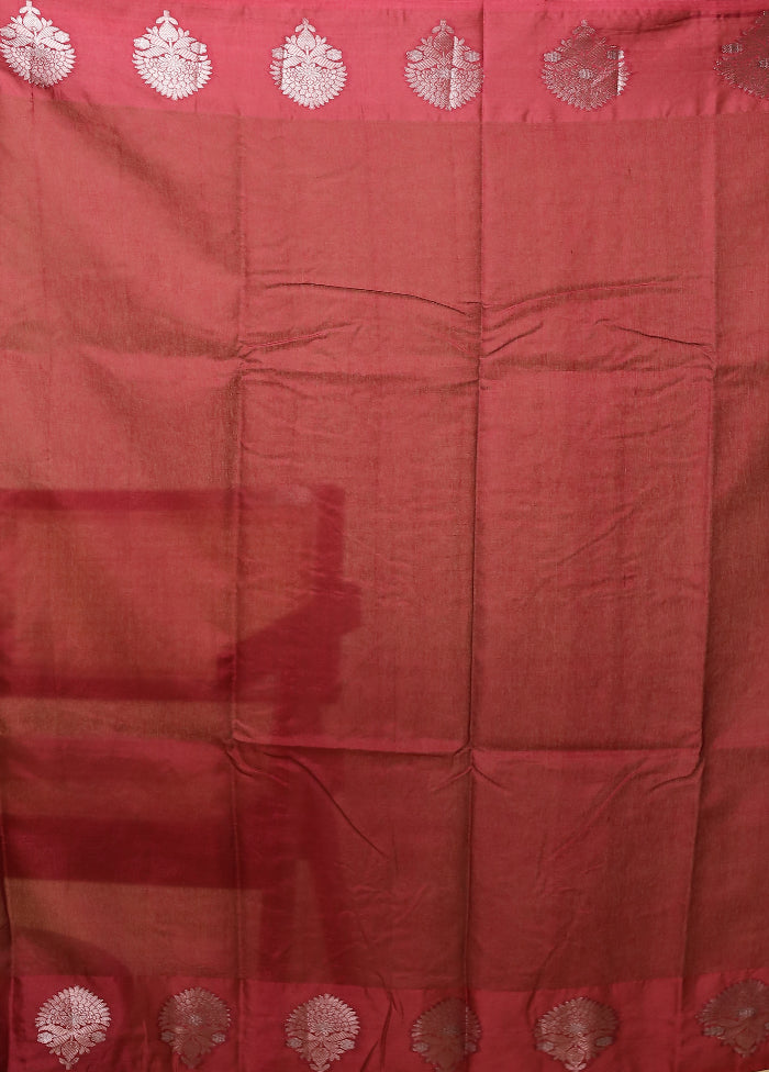 Maroon Dupion Silk Saree With Blouse Piece