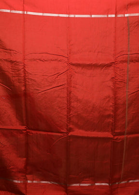 Red Dupion Silk Saree With Blouse Piece