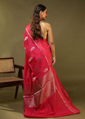Pink Dupion Silk Saree With Blouse Piece