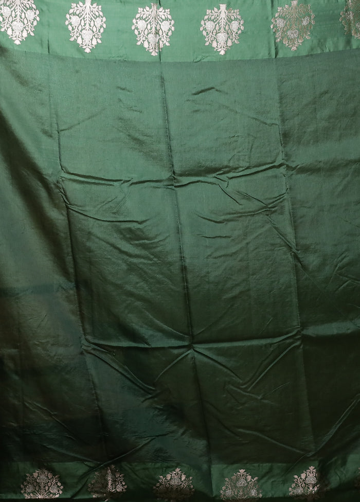 Green Dupion Silk Saree With Blouse Piece
