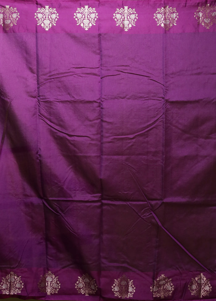 Purple Dupion Silk Saree With Blouse Piece