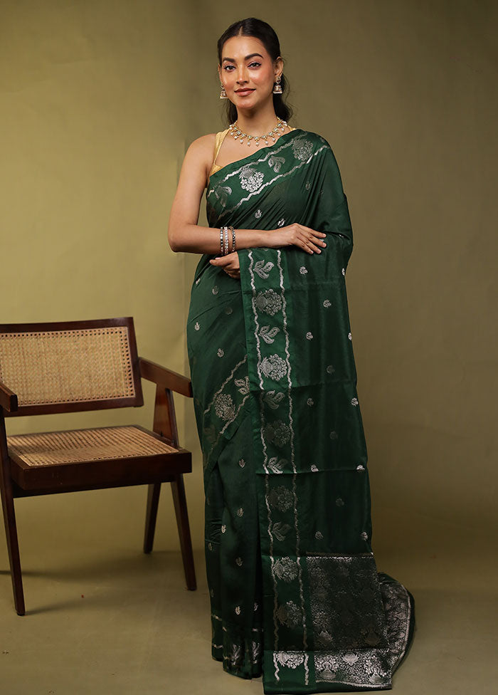 Green Dupion Silk Saree With Blouse Piece