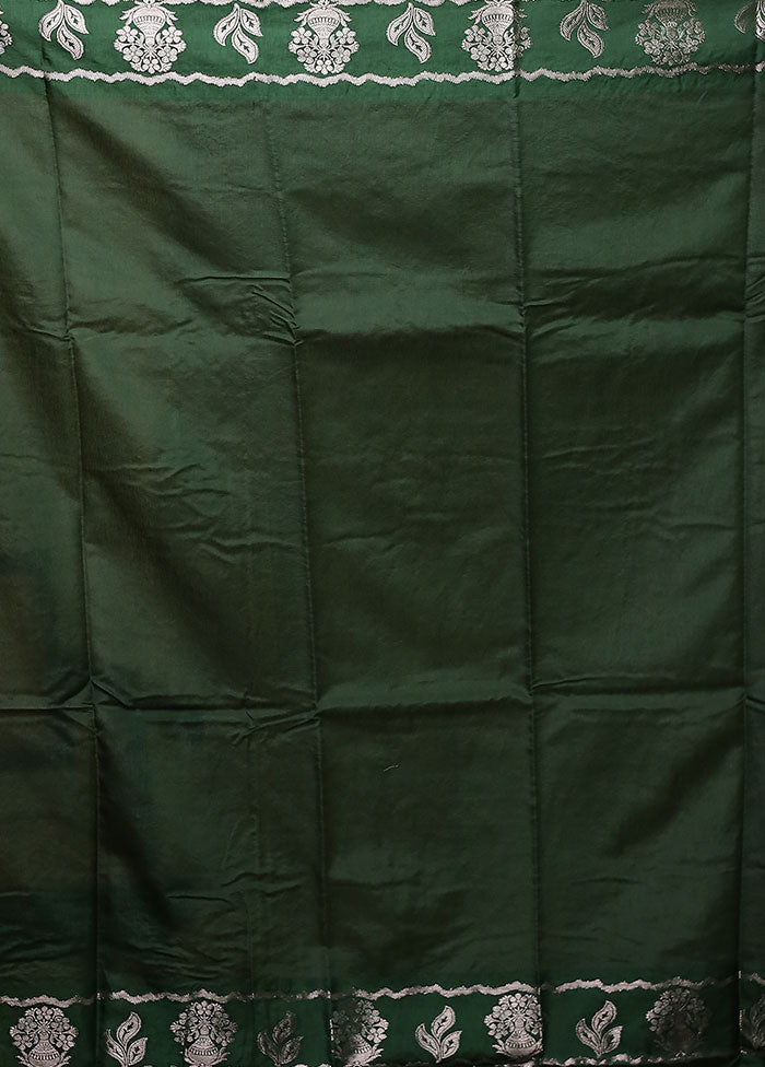 Green Dupion Silk Saree With Blouse Piece