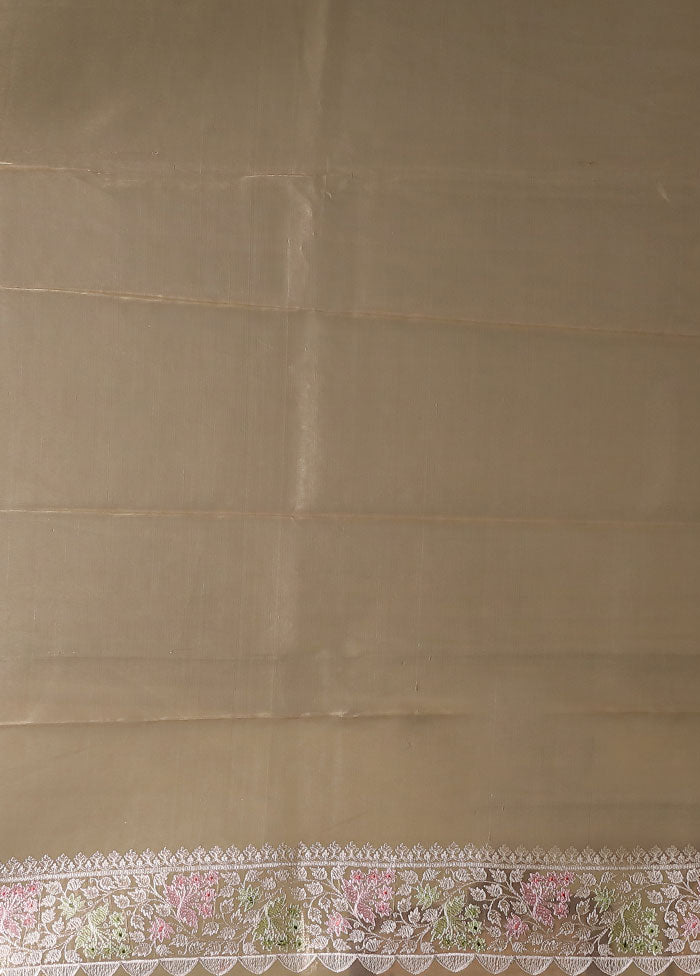 Cream Tissue Silk Saree With Blouse Piece