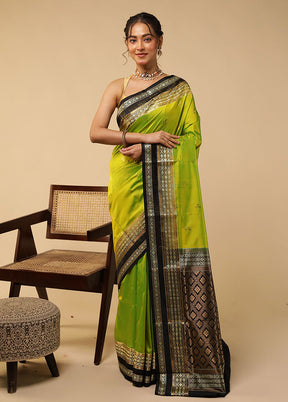 Green Handloom Bomkai Pure Silk Saree With Blouse Piece