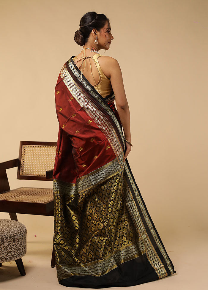 Purple Handloom Bomkai Pure Silk Saree With Blouse Piece