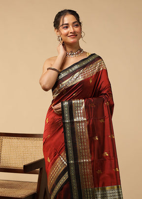Purple Handloom Bomkai Pure Silk Saree With Blouse Piece