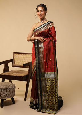 Purple Handloom Bomkai Pure Silk Saree With Blouse Piece
