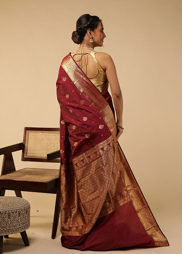 Purple Kanjivaram Silk Saree With Blouse Piece