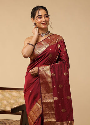 Purple Kanjivaram Silk Saree With Blouse Piece