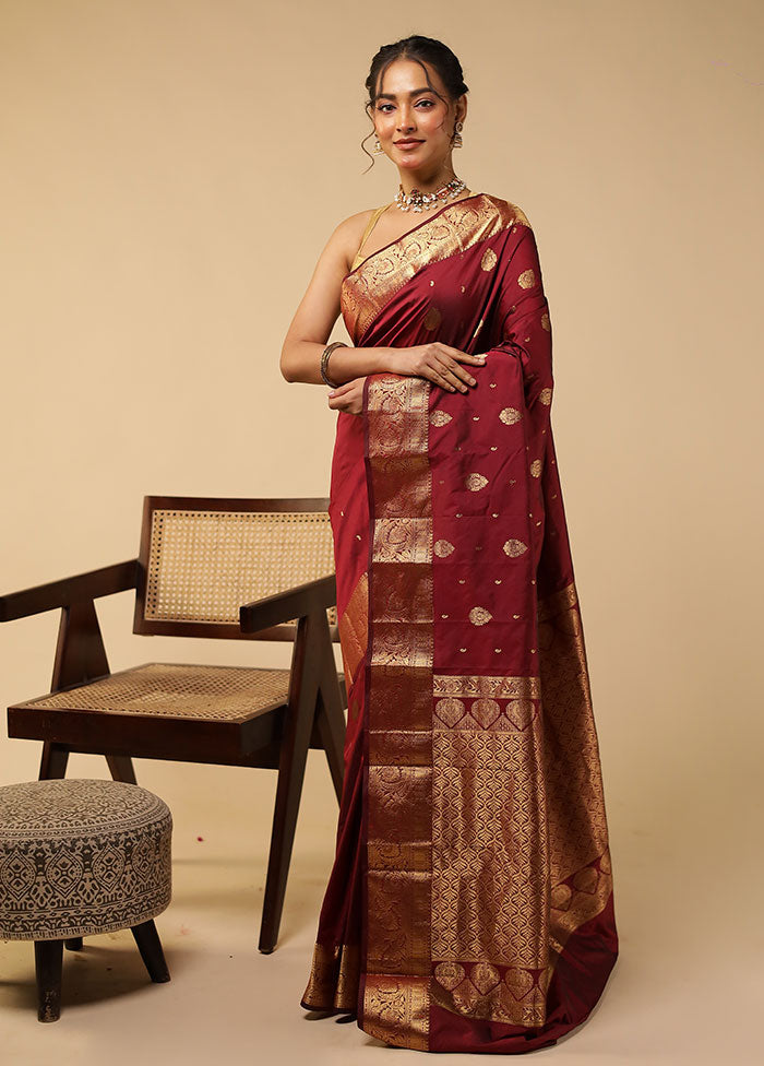 Purple Kanjivaram Silk Saree With Blouse Piece