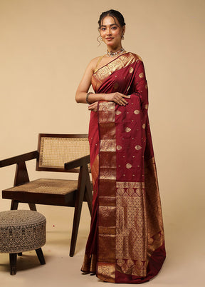 Purple Kanjivaram Silk Saree With Blouse Piece
