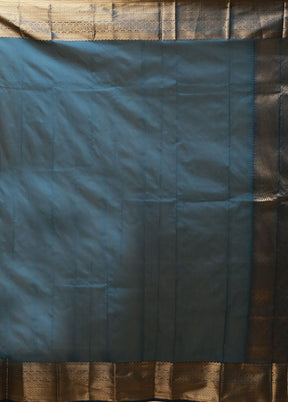 Blue Kanjivaram Silk Saree With Blouse Piece