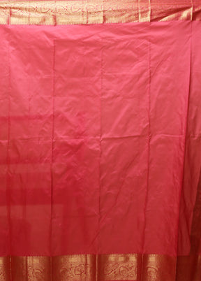 Pink Kanjivaram Silk Saree With Blouse Piece