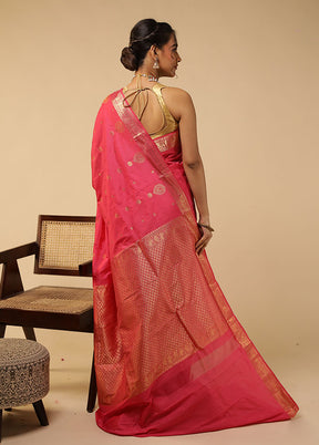 Pink Kanjivaram Silk Saree With Blouse Piece