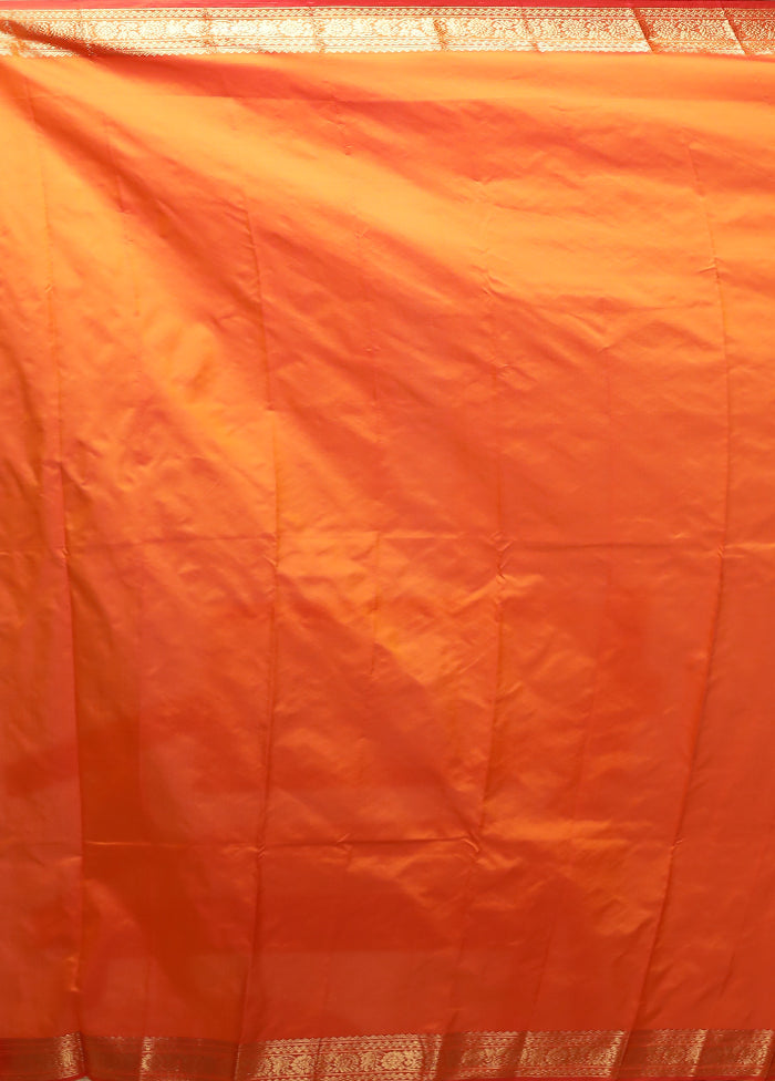 Orange Kanjivaram Silk Saree With Blouse Piece