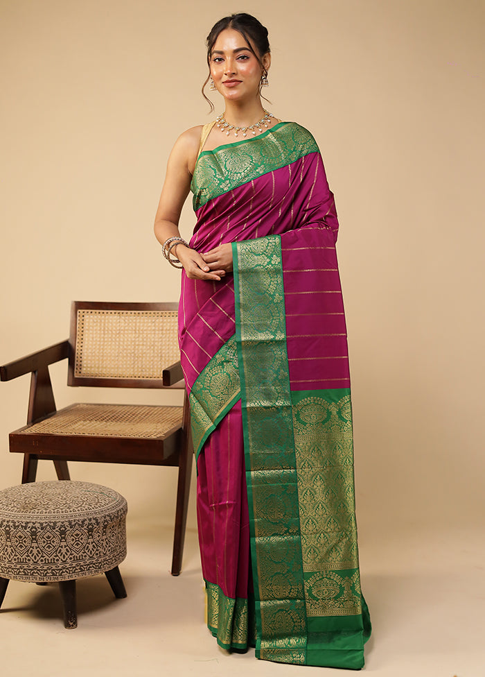 Pink Kanjivaram Silk Saree With Blouse Piece