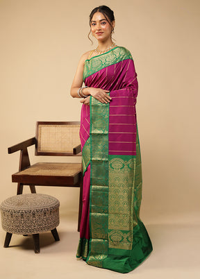 Pink Kanjivaram Silk Saree With Blouse Piece