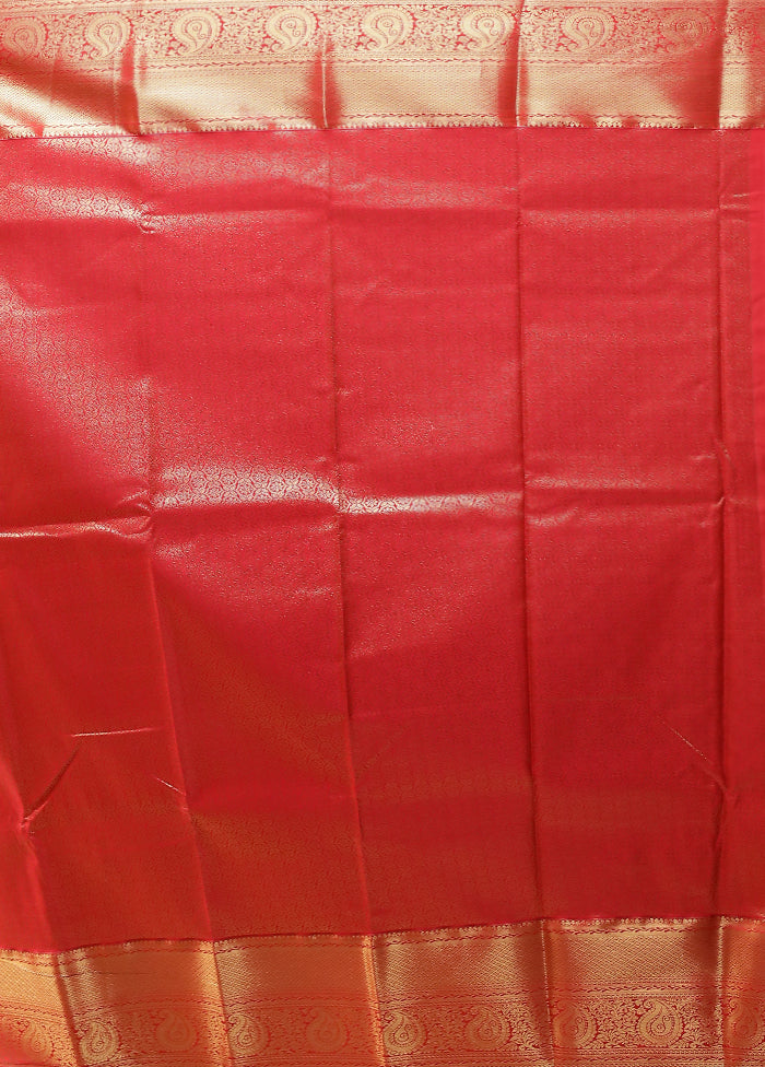 Orange Kanjivaram Silk Saree With Blouse Piece
