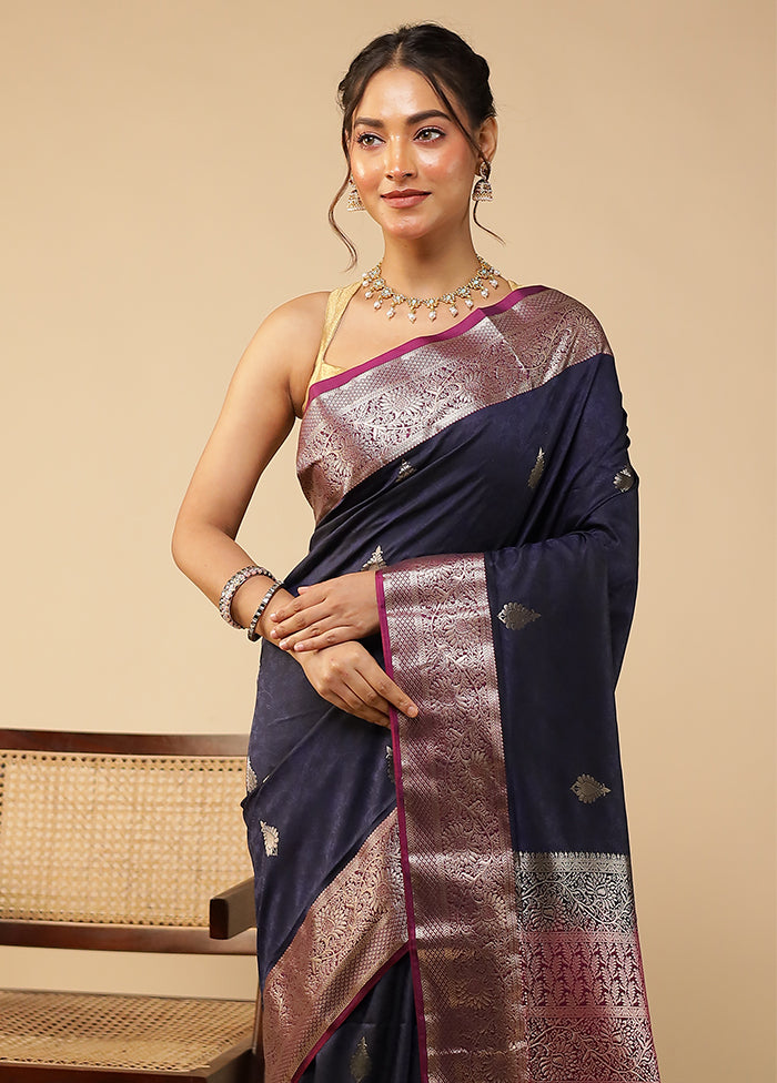Blue Kanjivaram Silk Saree With Blouse Piece