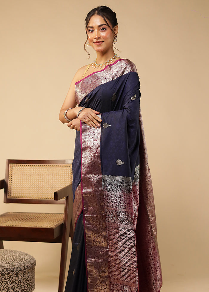 Blue Kanjivaram Silk Saree With Blouse Piece