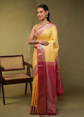 Yellow Kanjivaram Silk Saree With Blouse Piece