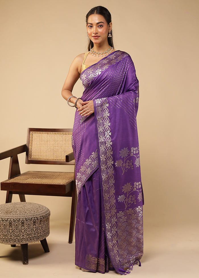 Blue Dupion Silk Saree With Blouse Piece
