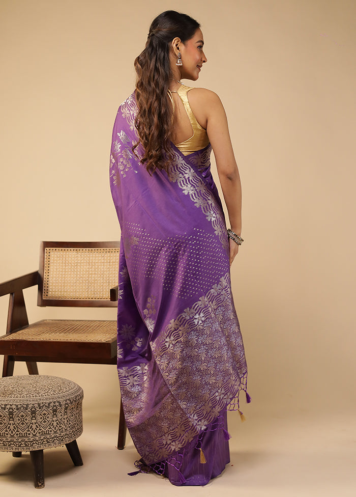 Blue Dupion Silk Saree With Blouse Piece