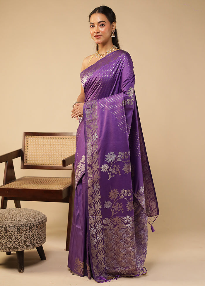 Blue Dupion Silk Saree With Blouse Piece