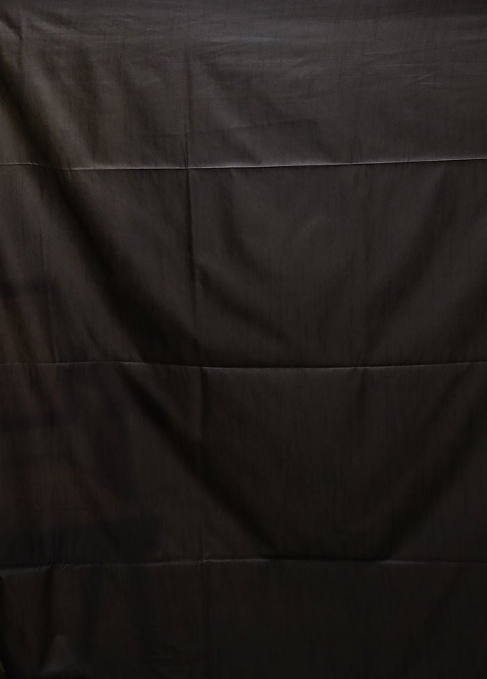 Black Dupion Silk Saree With Blouse Piece