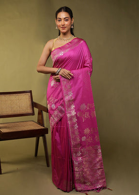 Purple Dupion Silk Saree With Blouse Piece
