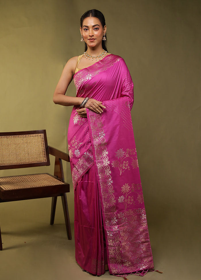 Purple Dupion Silk Saree With Blouse Piece