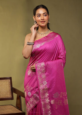Purple Dupion Silk Saree With Blouse Piece