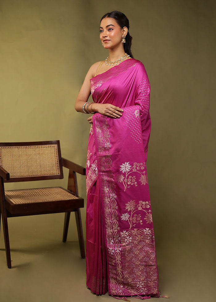 Purple Dupion Silk Saree With Blouse Piece