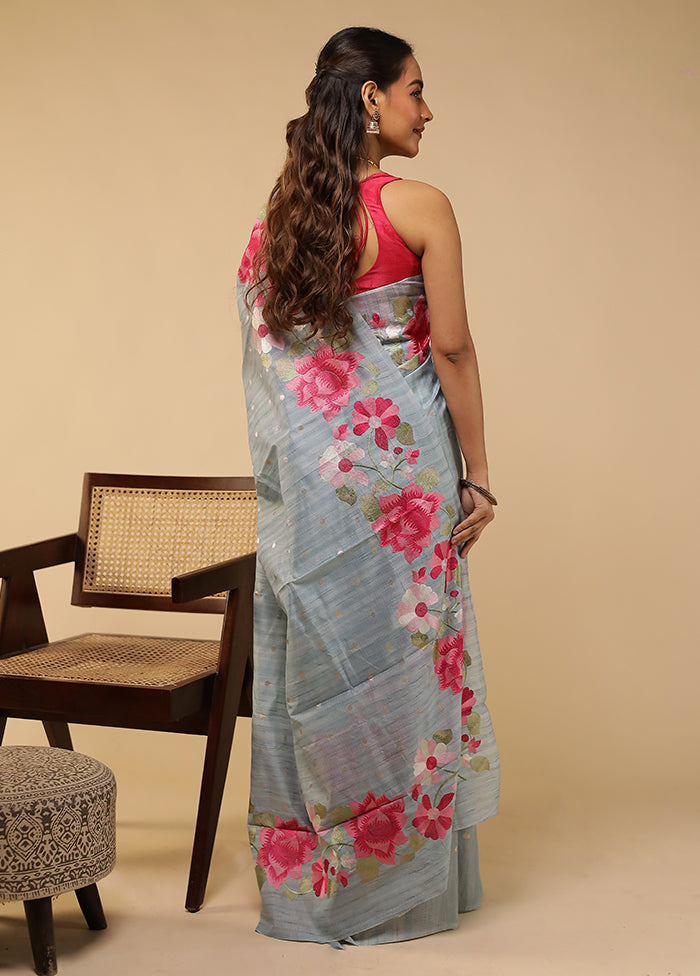 Blue Pure Cotton Saree With Blouse Piece
