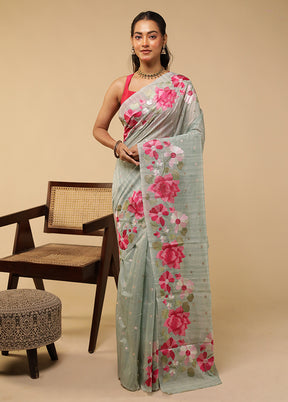 Green Pure Cotton Saree With Blouse Piece