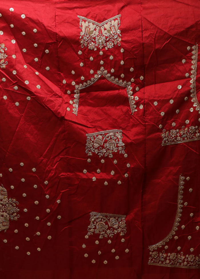 Maroon Handloom Pure Georgette Saree With Blouse Piece