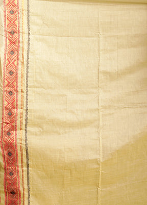 Cream Assam Silk Saree With Blouse Piece