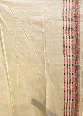Cream Assam Silk Saree With Blouse Piece