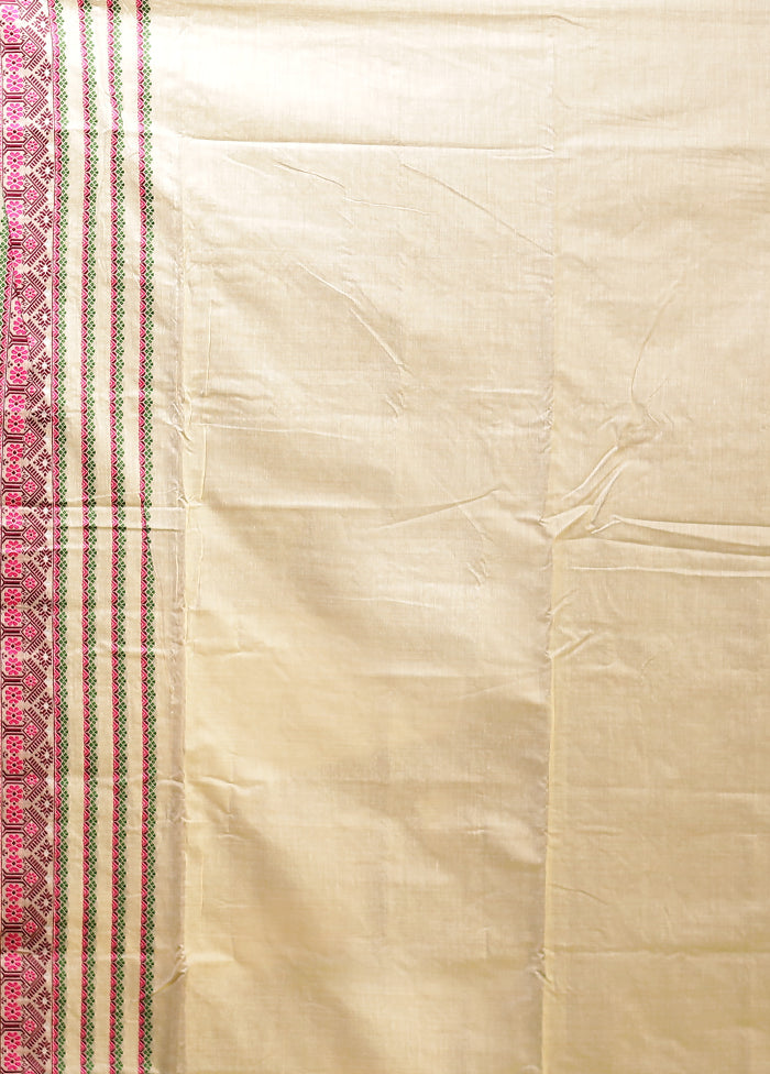 Cream Assam Silk Saree With Blouse Piece
