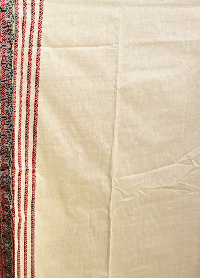 Cream Assam Silk Saree With Blouse Piece
