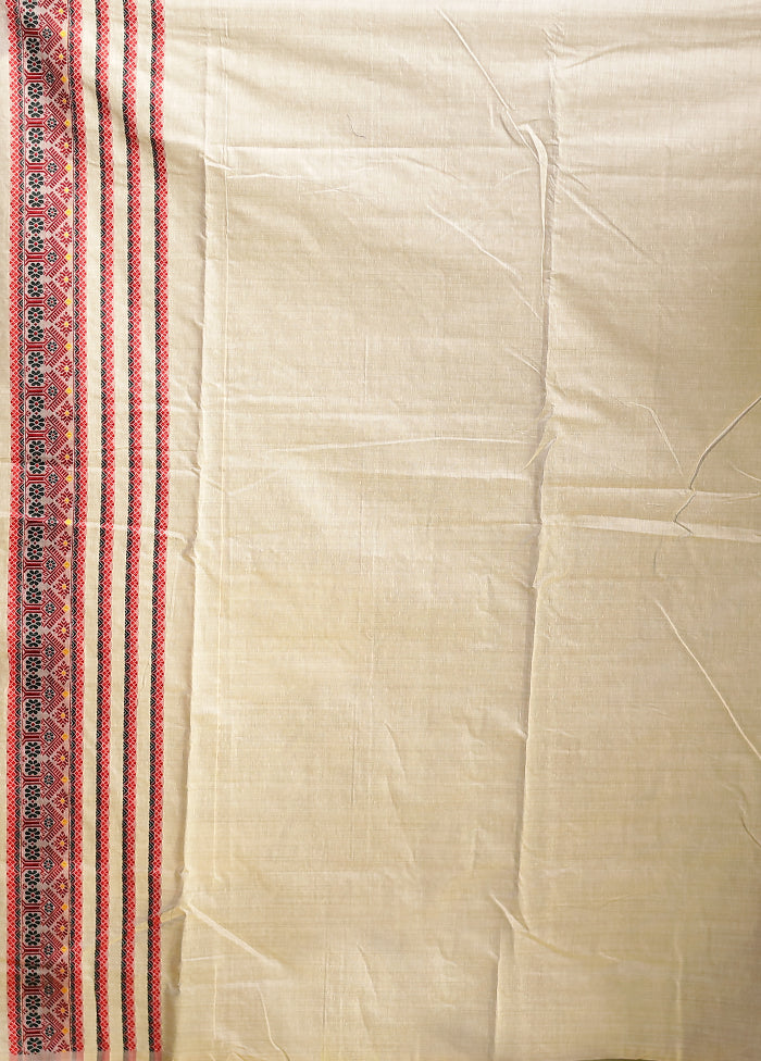 Cream Assam Silk Saree With Blouse Piece