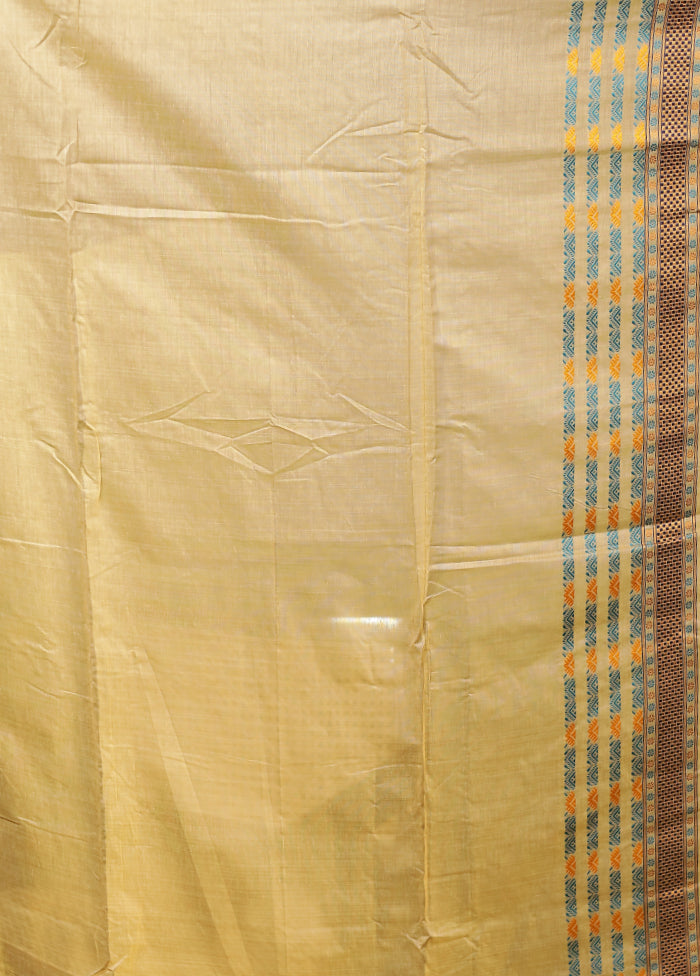 Cream Assam Silk Saree With Blouse Piece