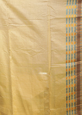 Cream Assam Silk Saree With Blouse Piece