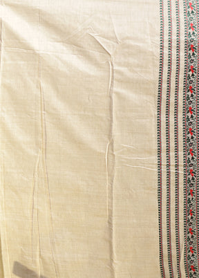 Cream Assam Silk Saree With Blouse Piece