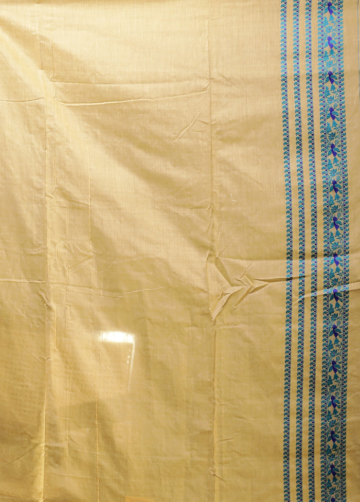 Cream Assam Silk Saree With Blouse Piece