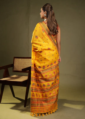 Yellow Assam Silk Saree With Blouse Piece