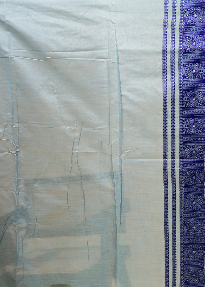 Blue Assam Silk Saree With Blouse Piece
