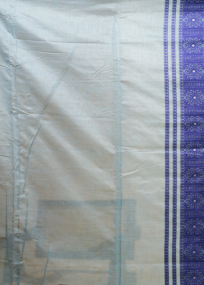 Blue Assam Silk Saree With Blouse Piece