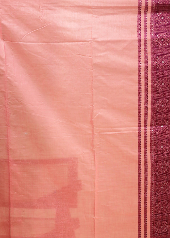 Pink Assam Silk Saree With Blouse Piece